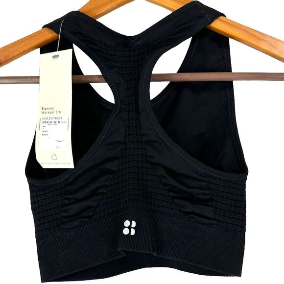 Sweaty Betty NWT Stamina Workout Bra Black Size S 4-6 Deep Underband Seamless - Picture 4 of 10